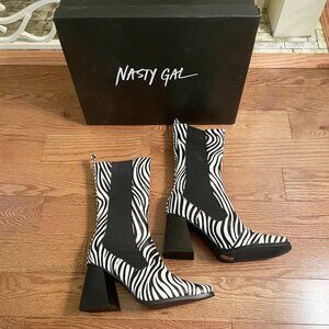 Nasty Gal Zebra Boots Brand New size 7